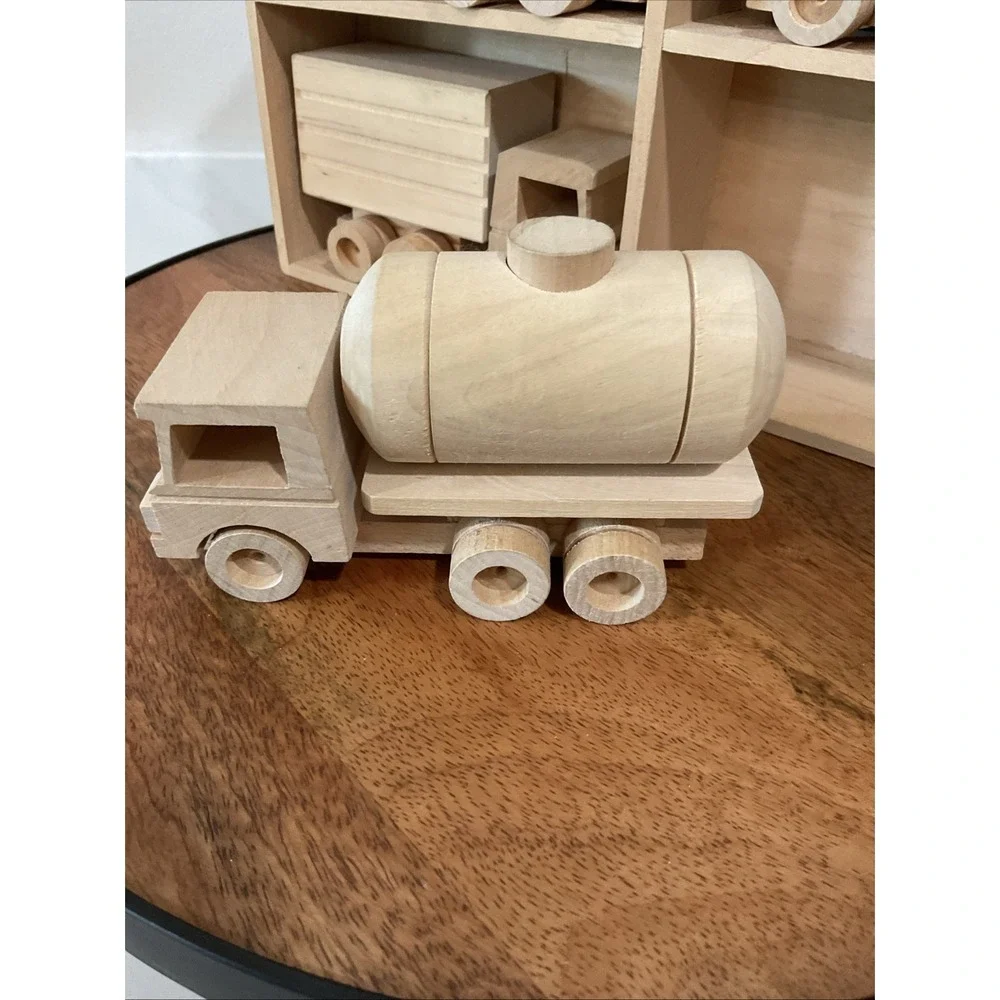 Handmade Vintage Wooden Truck set of 4 Trucks Cargo Display Decor Play Paint